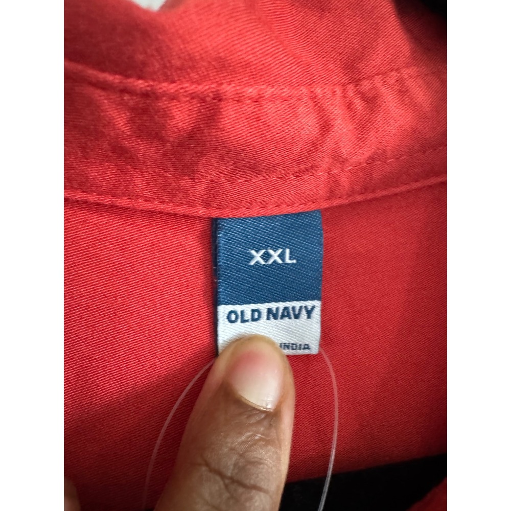 Old Navy Womens XXL Red Viscose Rayon Long Sleeve Belted Button Down Midi Dress - Picture 2 of 6